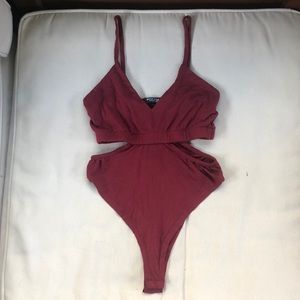 Maroon Cut Out Bodysuit
